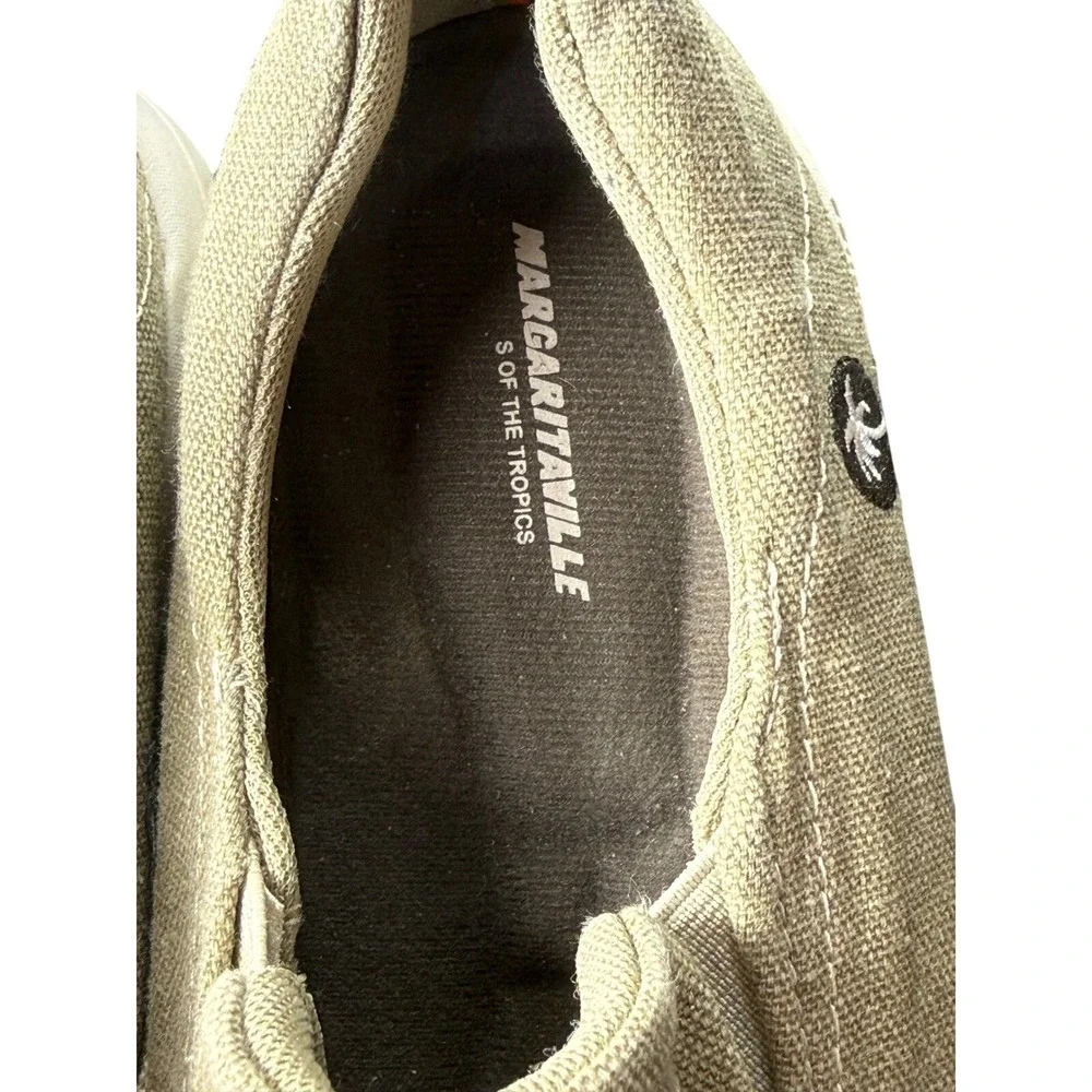 Margaritaville Mens Soles of the Tropics Canvas Slip On Shoes Tan Khaki Size 9.5